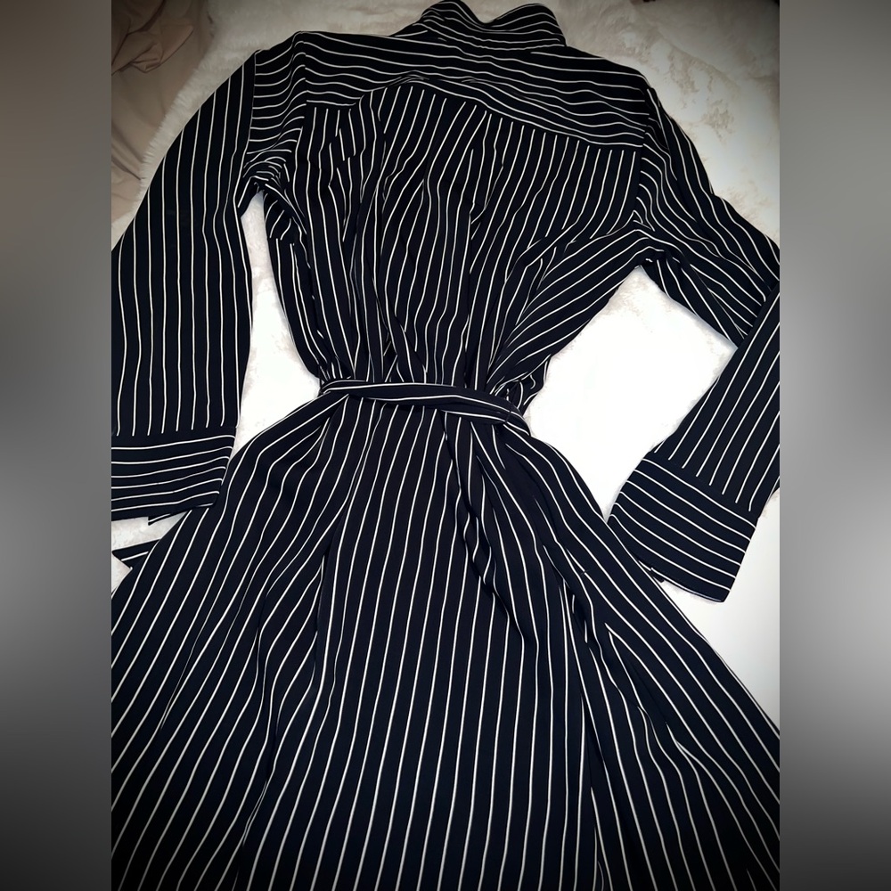 Tommy Hilfiger Women's Navy Striped Long Sleeve Dress - Picture 8 of 8